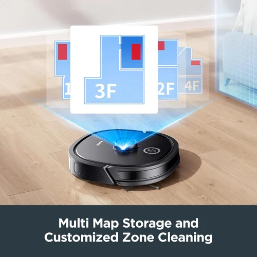 Miniatura 8 de EUREKA Aspiradora robótica, NER650 2000Pa Robot Aspiradora con Navegación SUD, mapeo inteligente y conexión Wi-Fi para suelo de alfombra con Alexa