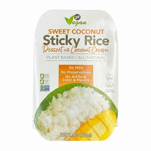 24Vegan - Arroz pegajoso de coco dulce | Postre vegano listo para comer, sin gluten, pudín de arroz de coco orgánico (7.8 onzas), paquete de 1