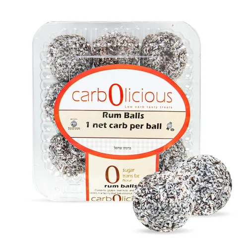Bolas de ron de chocolate Carbolicious sin azúcar, bajas en carbohidratos, aptas para dieta cetogénica, 1 carbohidrato neto por bola (9 piezas)