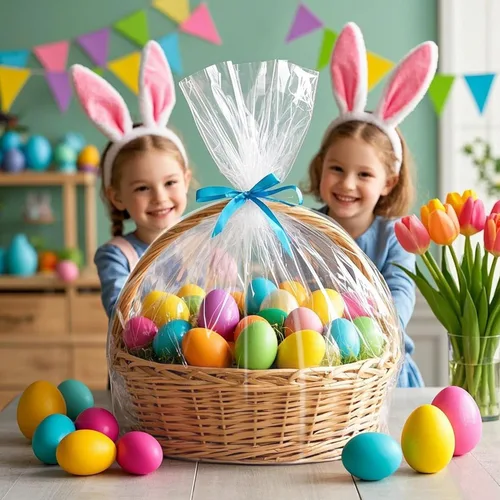 Miniatura 6 de LazyMe Bolsas de celofán retráctiles extragrandes para cestas de regalo, bolsas de cesta de Pascua de 40 x 47 pulgadas (10 unidades, XXXL)