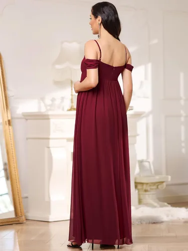 Miniatura 2 de Ever-Pretty Vestido de fiesta de maternidad de gasa con hombros descubiertos y tirantes delgados para mujer 20826