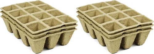 Juego de 6 macetas de turba biodegradables y ecológicas. Bandeja de 12 macetas de 3 pulgadas - Macetas de turba recicladas no blanqueadas perfectas