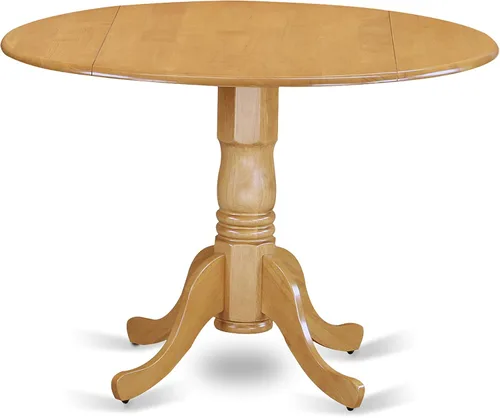 Miniatura 4 de East West Furniture Dining DLT TP Mesa redonda moderna de mediados de siglo y 42 x 29.5 con acabado de roble y NFC-Oak-C sillas de comedor, asiento