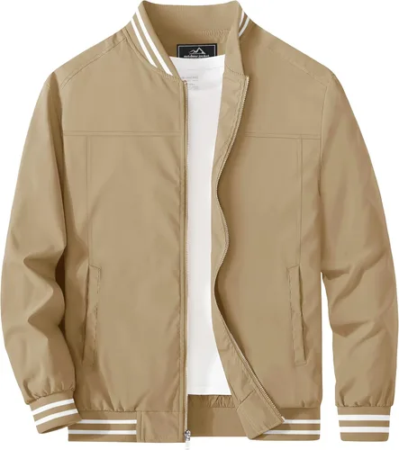 Miniatura 18 de MAGCOMSEN Chaqueta bomber para hombre, ligera, cortavientos, con cremallera, resistente al viento, casual, primavera, otoño, abrigo para golf