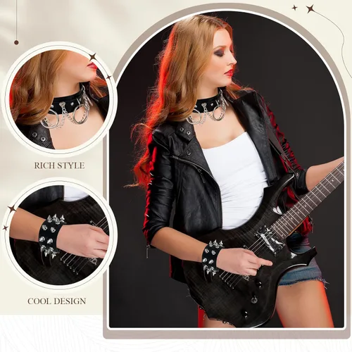 Miniatura 2 de Cunno Juego de 13 pulseras de collar gótico de estilo steampunk para Halloween, estilo steampunk, collar gótico, gargantilla para mujer, ajustable