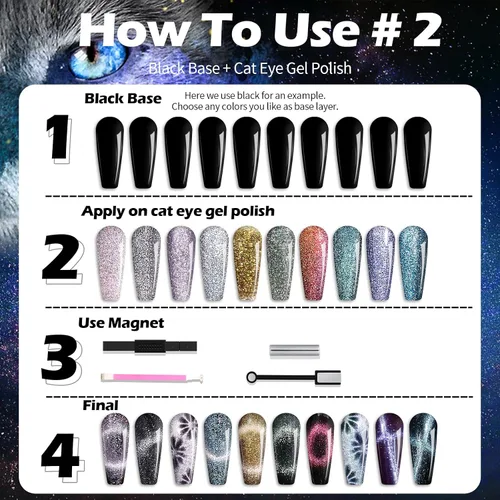 Miniatura 7 de Clara Colors Esmalte de uñas magnético – Kit de esmalte de gel de ojo de gato de 20 colores, esmalte de uñas holográfico con purpurina de ojo