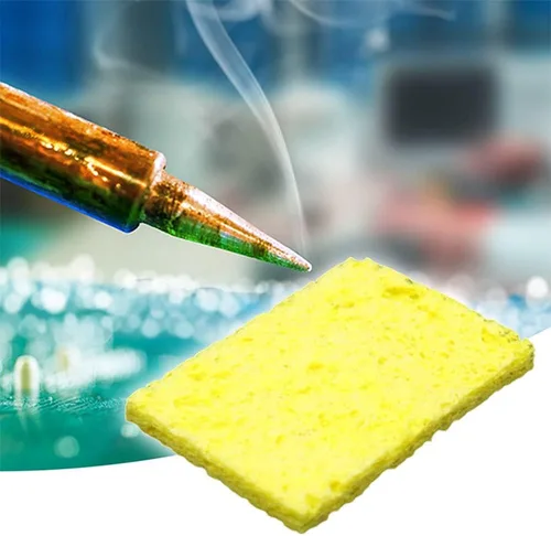 Miniatura 5 de Reemplazo de esponja de limpieza de soldador, almohadillas limpias, rectángulo, amarillo, 2.008 in x 1.378 in, paquete de 10