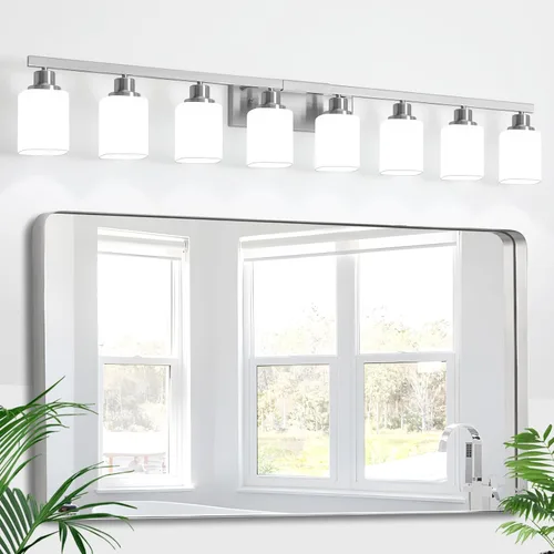 Miniatura 10 de Juego de 2 apliques de pared para baño, lámpara de tocador de baño negra, apliques de pared modernos para interiores con vidrio esmerilado cuadrado