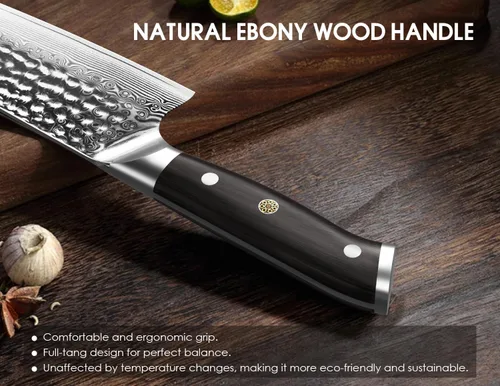 Miniatura 7 de BRODARK Cuchillo de pelar, cuchillo utilitario de Damasco de 5 pulgadas, cuchillo japonés VG10 con núcleo de acero ultra afilado con mango de ébano