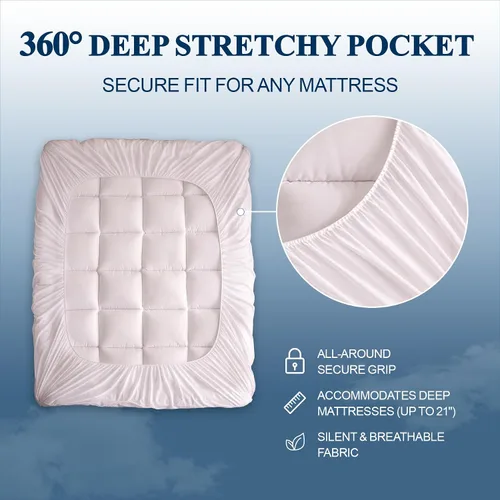 Miniatura 3 de Cubrecolchón tamaño individual, funda de colchón de felpa gruesa, cubrecolchón de cama ajustable suave con bolsillo profundo de 18 pulgadas