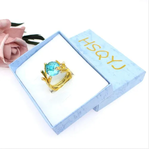 Miniatura 7 de HSQYJ Luxury Blue Red Oval Cubic Zirconia Promise Rings Classic Style Crystal Anniversary Wedding Engagement Bands Cocktail Ring for Women Girl Gold