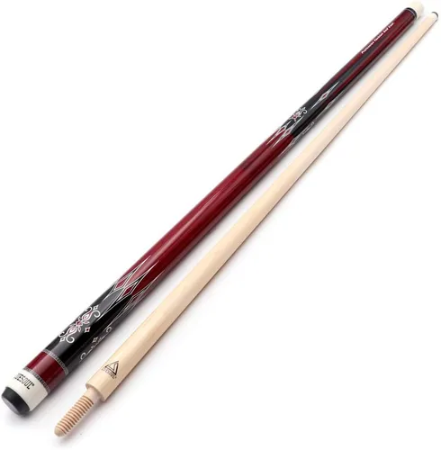 Miniatura 2 de Taco de billar Carom de 3 cojines, color rojo, 56 pulgadas, peso 18 onzas, sistema de juntas de madera