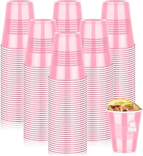 Miniatura 11 de Paquete de 100 Vasos de Plástico Verdes de 12 oz, Vasos Desechables para Fiestas, Vasos Resistentes para Beber, Vasos de Navidad para Bodas