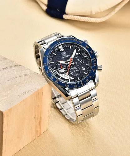 Miniatura 4 de BENYAR Fashion Men's Quartz Chronograph Waterproof Silicone Watches Business Casual Sport Design Wrist Watch for Men Perfect for Father Son Black