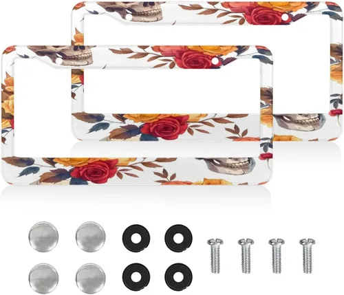 Miniatura 8 de Marcos para matrícula, cubierta de placa de automóvil azteca con tornillos, soporte universal de 4 agujeros, marco de placa de aluminio, accesorios