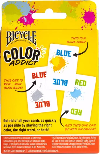 Miniatura 3 de Juego de cartas familiar de emparejamiento de colores Bicycle Addict, hasta 6 jugadores (edades 7 y más), amarillo