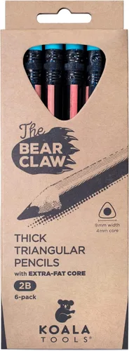 Miniatura 8 de KOALA TOOLS Lápices Garra de Oso Paquete de 1 (6 Lápices) - Gruesos, Resistentes, Agarre Triangular, Grafito, Mina 2B con Goma de Borrar