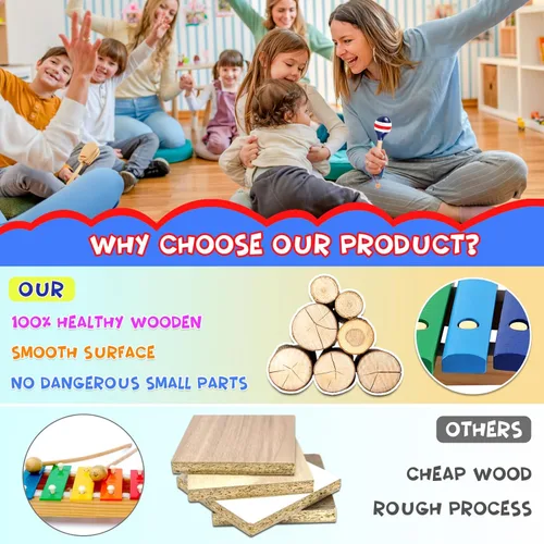 Miniatura 3 de LOOIKOOS Instrumentos Musicales para Niños Juguetes Montessori de Madera para Niños Pequeños, Conjunto de Instrumentos de Percusión para Niños