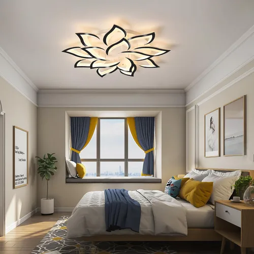 Miniatura 4 de Garwarm Lámpara de Techo LED Moderna, Regulable de 3 Cabezales Cuadrados Accesorio de Lámpara de Techo con Control Remoto, Candelabro de Techo