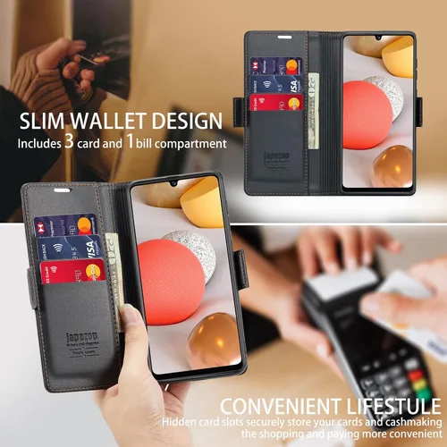 Miniatura 3 de Funda para Samsung Galaxy A42 5G con bloqueo RFID, tarjetero y función atril magnético, funda de piel con tapa para Samsung Galaxy A42 5G de 6.6