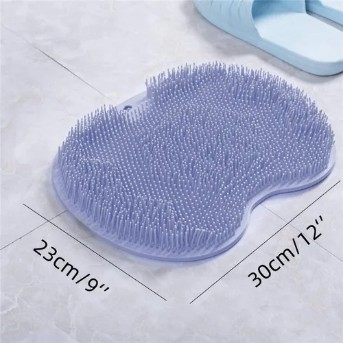 Miniatura 5 de YVPSI Limpiador de pies y espalda para ducha, almohadilla de masaje montada en la pared, cepillo de masaje de baño de silicona con ventosas para Azul
