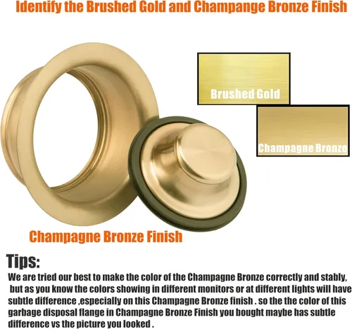 Miniatura 3 de Artiwell Brida y Tapón para Triturador de Basura de Fregadero, Brida Universal Compatible con Orificio de Drenaje Estándar de 3-1/2 Pulgadas, Bronce
