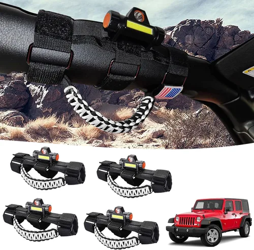 Miniatura 18 de GAIZON Paquete de 4 asas de agarre para Jeep Wrangler, accesorios Sahara Freedom Rubicon CJ YJ TJ JL JK LJ JLU JKU, Gladiator JT 1955-2023, Negro