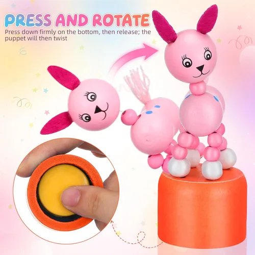 Miniatura 2 de NUOBESTY Juguetes de madera para niños, marionetas de dedo pulgar para niños, figuras de animales, recuerdos de fiesta, base de prensa, juguete