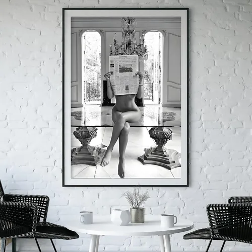 Miniatura 7 de Arte de pared en blanco y negro, cuadro vintage en blanco y negro, póster de periódico retro en blanco y negro, arte de pared preparado en blanco