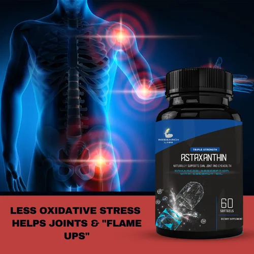Miniatura 3 de Research Labs Cápsulas blandas de astaxantina natural de triple fuerza de 12 mg + botella extra de aceite de coco orgánico para una mayor absorción