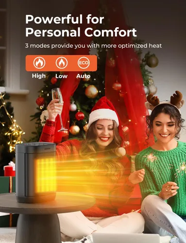 Miniatura 2 de Calentadores de espacio de 1500 W para uso en interiores, calentadores eléctricos de cerámica PTC con 4 modos, protección contra sobrecalentamiento