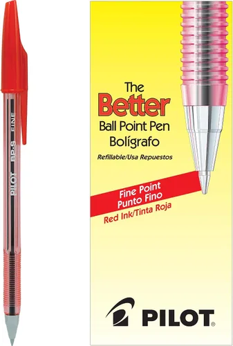 Miniatura 2 de PILOT The Better Bolígrafo recargable, punta fina, tinta roja, paquete de 12 (37011)