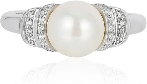 Miniatura 2 de Enchanted Disney Fine Jewelry - Anillo de cenicienta de plata de ley 16 con perlas y topacio azul Londres, Metal
