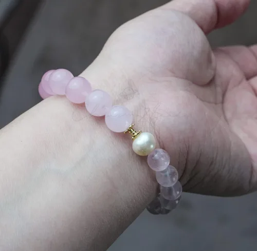 Miniatura 229 de Precious Gemstone Natural Crystal Healing Bracelet, Rutilated Quartz, Moonstone, Quartz Handmade Original Design Bracelet