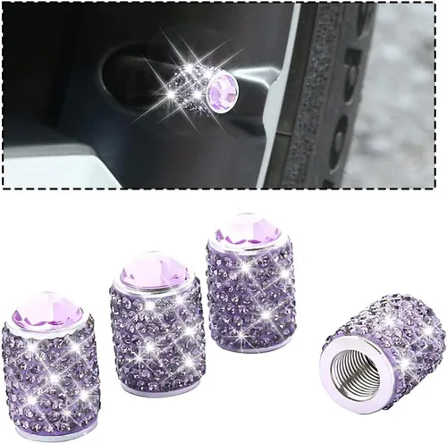 Miniatura 8 de zipelo Tapas de vástago de válvula con brillo, paquete de 4 unidades, con cristal de diamantes de imitación para neumático de coche, tapa de vástago