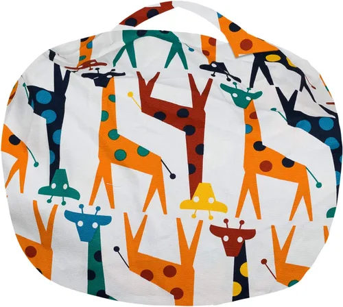 Miniatura 6 de Posh Creations Funda de puf para niños con almacenamiento de animales de peluche, silla de puf con organizador de juguetes para niños, mediano-27