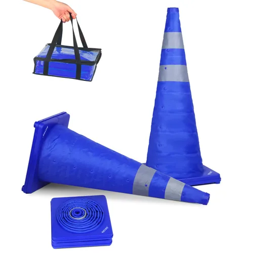 Miniatura 21 de BATTIFE [Paquete de 2] Conos de seguridad de tráfico plegables de 36 pulgadas, conos naranjas, conos emergentes multiusos con collar reflectante