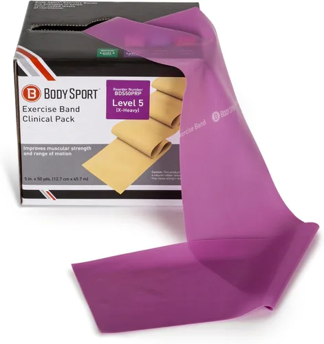 Miniatura 12 de Body Sport Bandas de ejercicio: bandas de resistencia en rollos de 50 yardas para fitness, estiramiento o terapia física