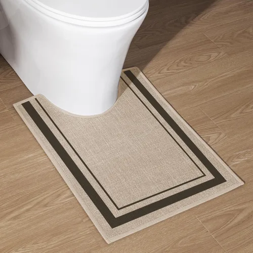 Miniatura 10 de chakme Juego de 2 alfombras de baño ultrafinas, absorbentes, antideslizantes, lavables a máquina, color beige oscuro, 17 x 24 pulgadas + tapete