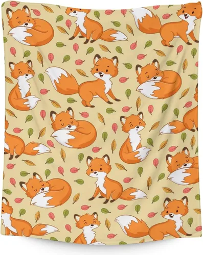 Miniatura 17 de Manta de zorro para niñas, suave, mullida y acogedora, manta de regazo de 30 x 40 pulgadas para sofá, oficina, lindas mantas cálidas, regalos