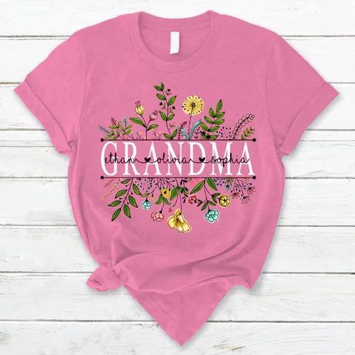 Miniatura 3 de Custom Mom Mimi and Grandkids Wildflowers Shirt, Customize Grandma Gifts, Gifts for Grandma Nana Gigi Oma Mamaw Yaya