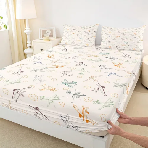 Miniatura 9 de Juego de sábanas bajeras para juegos tamaño individual, juego de ropa de cama con grafiti Lightning Strike para niños, adolescentes, decoración