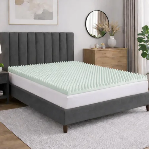 1-Inch Convoluted High Density Foam Mattress Topper, CertiPUR-US Certified for Superior Comfort and Support, Full, Green