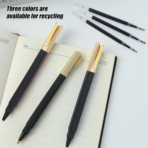 Miniatura 7 de 6 paquetes de bolígrafos de gel negros de 0.5 mm de punta media, bolígrafos de tinta de gel con tapa, secan rápidamente, bolígrafo de punta redonda