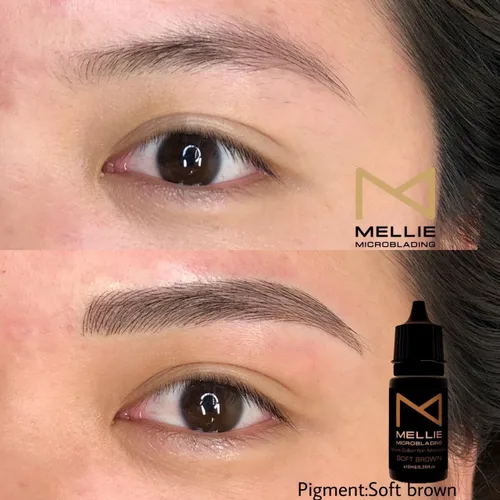 Miniatura 6 de Mellie Microblading Pigmento – 0.3 fl oz/0.35 onzas líquidas Grado médico Sin mezcla Larga duración para profesionales suministros de Marrón