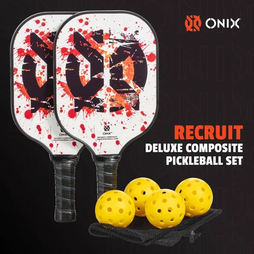 Miniatura 2 de Onix Pickleball Paddle Set with 2 Composite Paddles and 4 Balls — Durable Construction, Stylish Graphics, 90-Day Limited Warranty