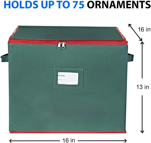 Miniatura 5 de ProPik - Caja de almacenamiento para adornos navideños, con capacidad para 75 esferas, dividida en 3 bandejas con divisores para organizar, hecha