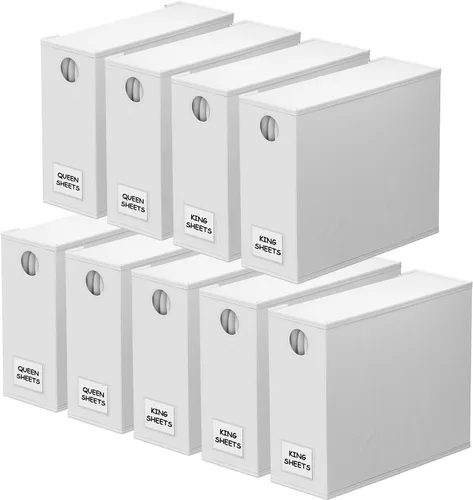 Miniatura 8 de SpaceAid Paquete de 6 organizadores y almacenamiento de sábanas, organizador de sábanas plegable con ventana para armario de lino, juego de carpetas
