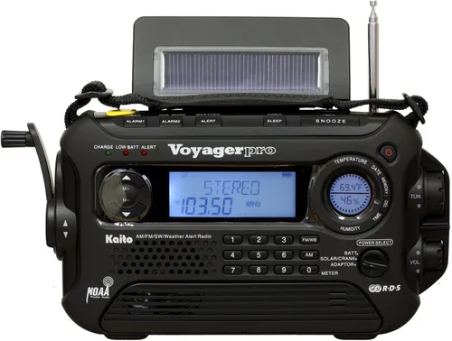Miniatura 7 de Kaito Voyager Pro KA600 Dínamo digital solar, a cuerda. Radio con palanca de dínamo frecuencias AM/FM/LW/SW y NOAA, para emergencias, con linterna