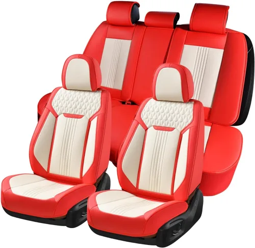 Miniatura 18 de Coverado Juego Completo de Fundas de Asiento de Automóvil, Fundas de Asiento de Cuero de Lujo para Delantero y Trasero, Fundas de Asiento En